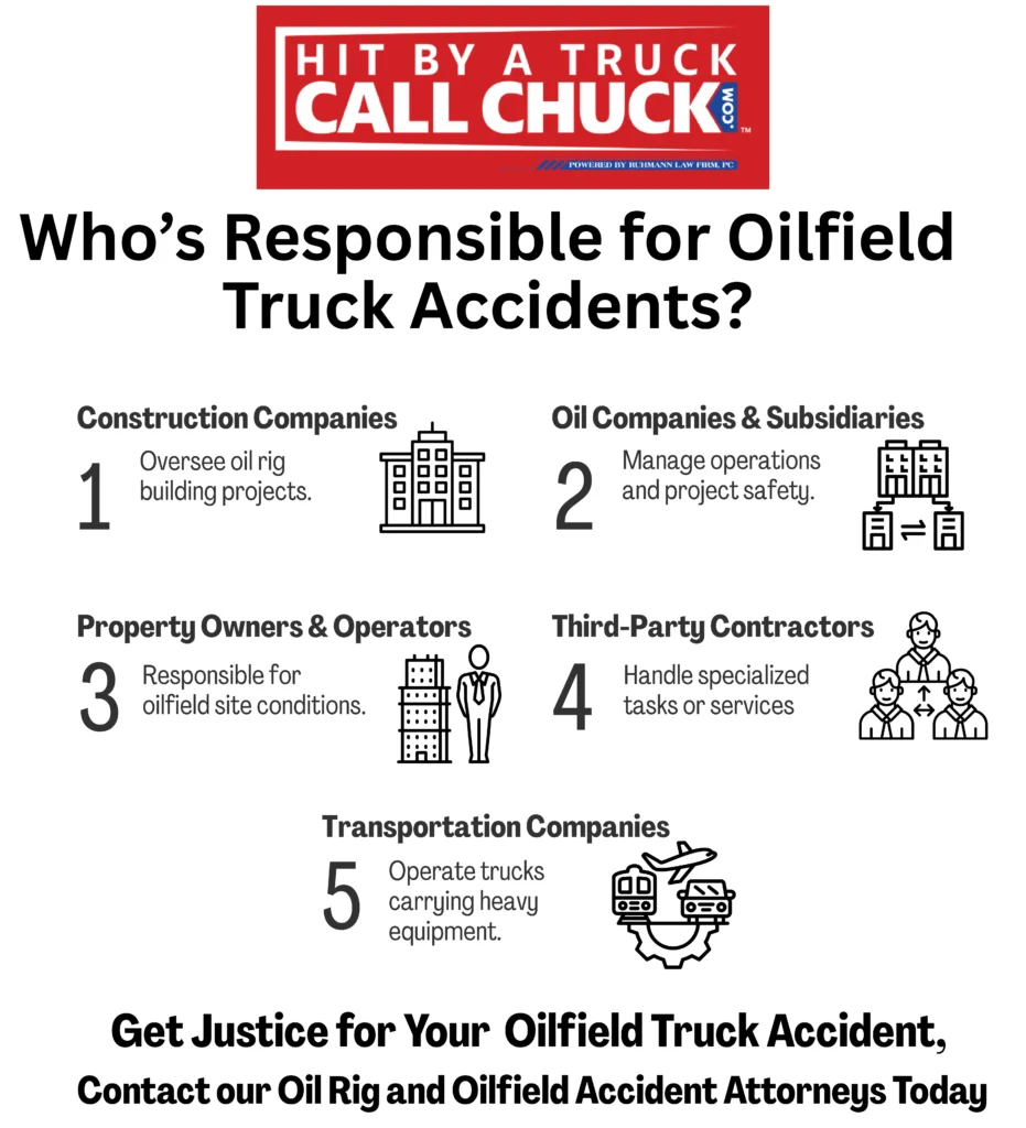 This infographic shows that Who’s Responsible for Oilfield Truck Accidents?